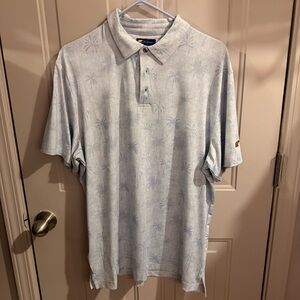 Light Blue Palm-Pattern Polo Shirt by Cutter & Buck